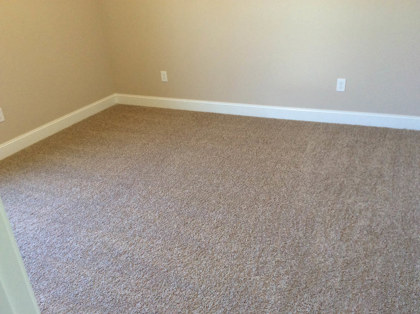 Beige carpeted floor in a room with white wall trim and neutral walls
