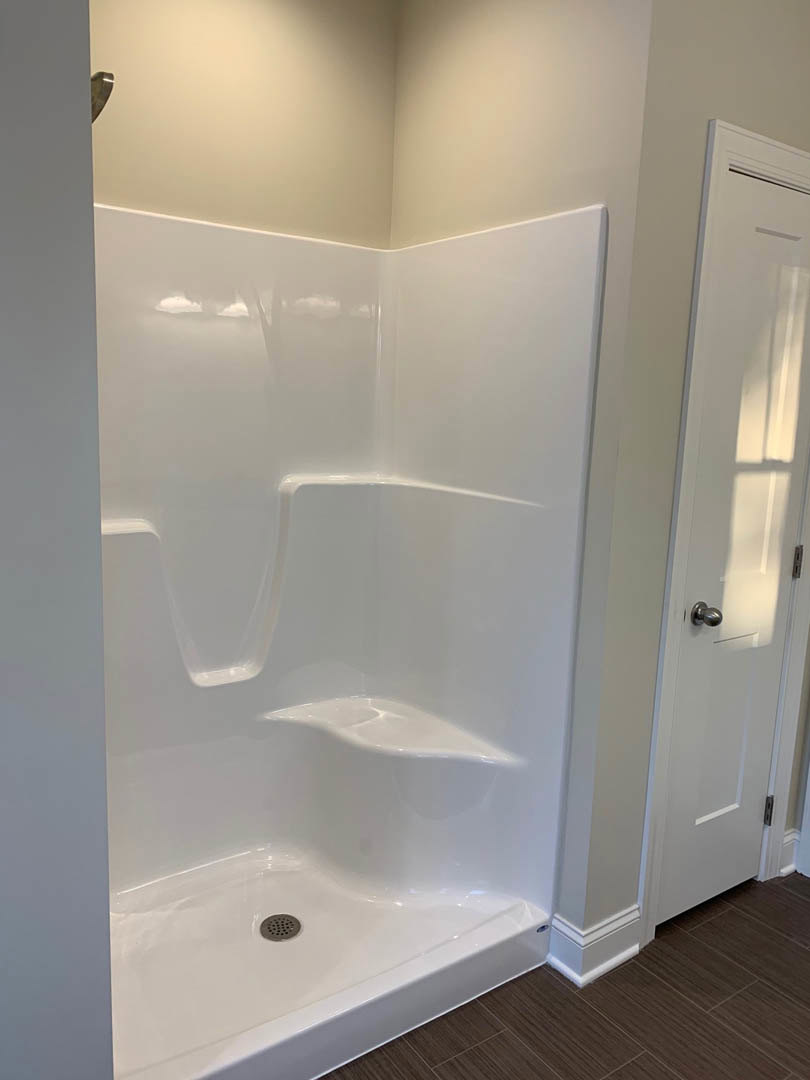 A shower in a room.