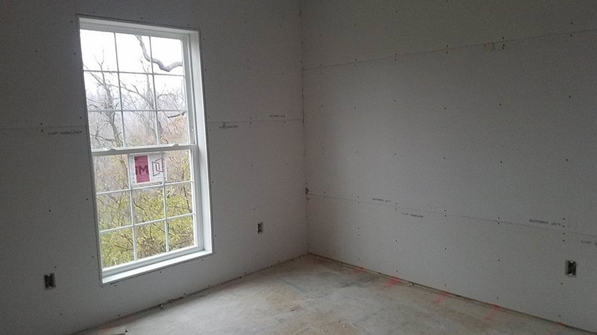 Bright room with two large windows, white plaster walls, and light wood flooring